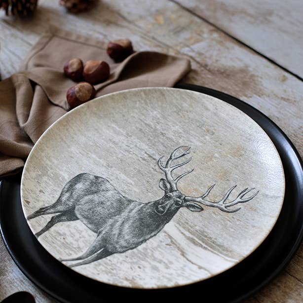 Flacher Porzellanteller 26 cm mit Hirsch LACHAT
