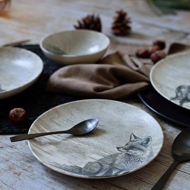 Dessertteller 21 cm aus Porzellan, Fuchs, LACHAT